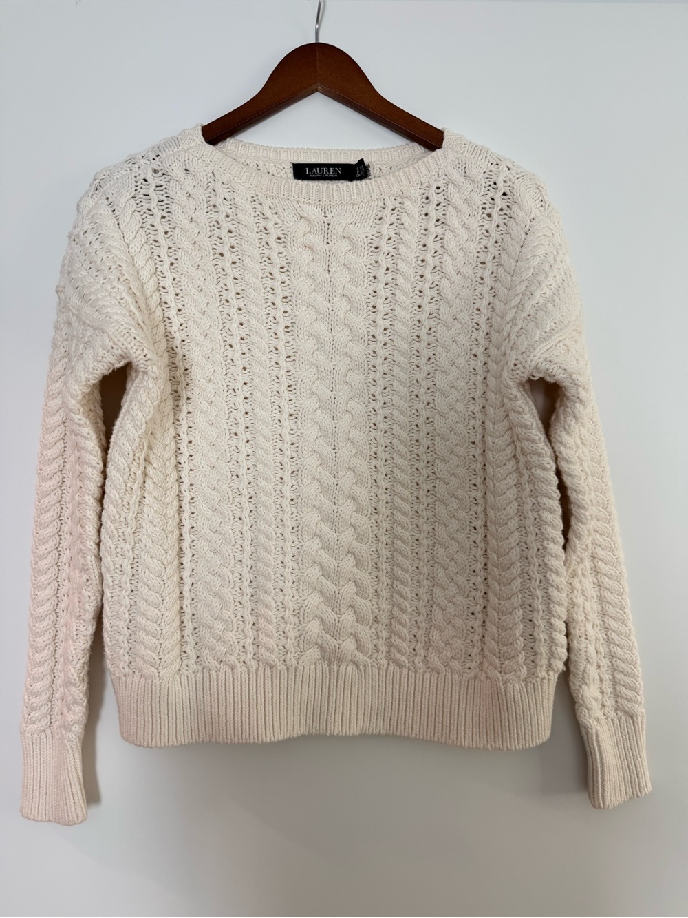 Lauren Ralph Lauren Cream Cable-Knit Crew Sweater